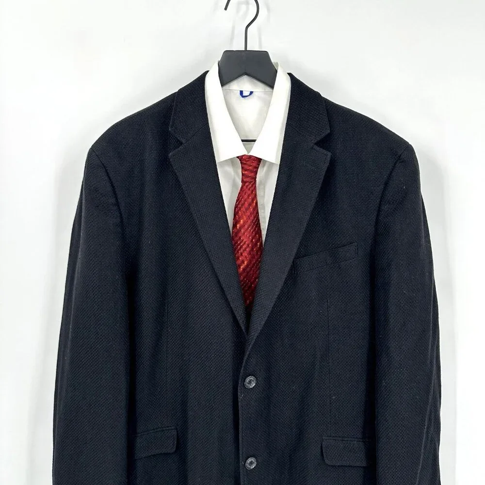 JOSEPH ABBOUD jacket blazer sport coat black LARGE linen cotton business casual